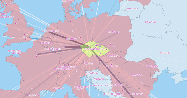 Daily intensity of Air Travel in the Czech Republic