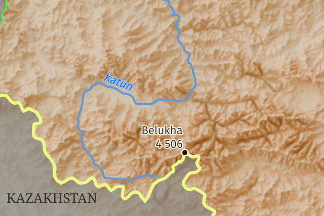 Part of the Map of the Altai Republic Relief
